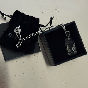 Diesel Black Dog Tag Necklace